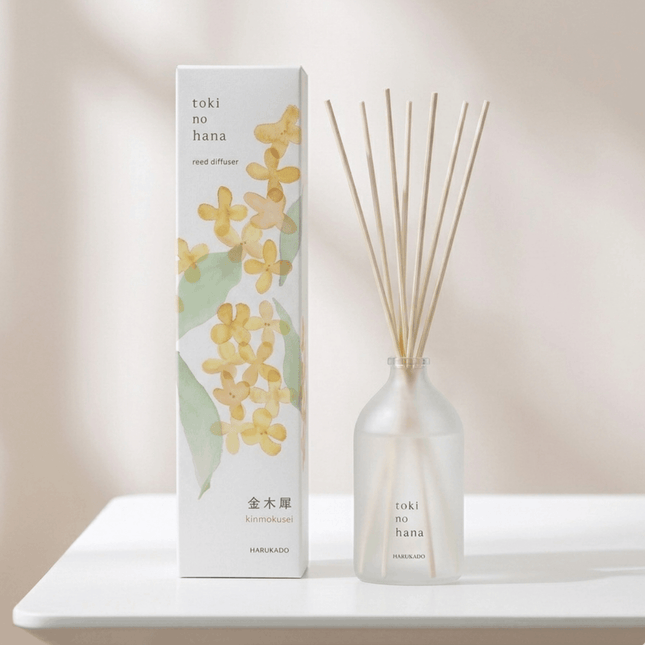 toki no hana reed diffuser, kinmokusei-osmanthus