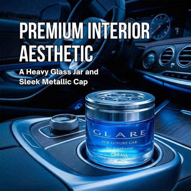 Premium interior aesthetic, a heavy glass jar and sleep metallic cap