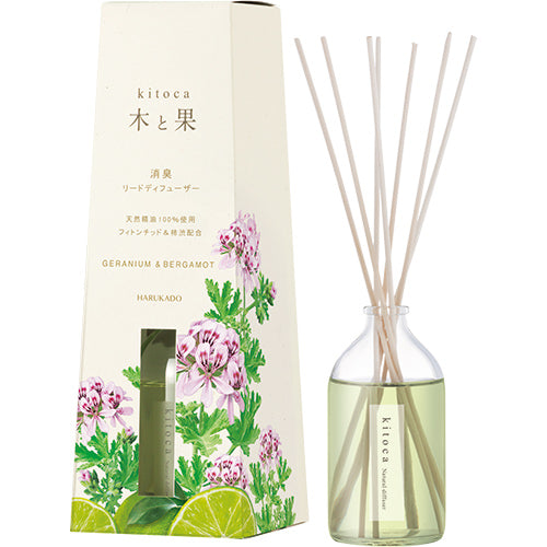 木と果 Kitoca  Reed Diffuser  Geranium & Bergamot  (90ml) | Home Fragrance | Real Japan Trading