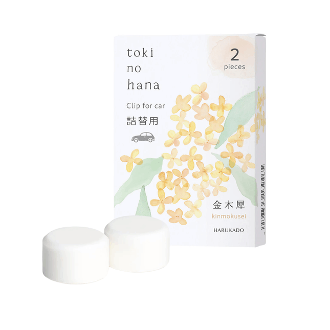 toki no hana car clip packaging with two white clips on a white background