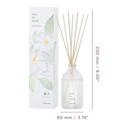 Toki no Hana diffuser set with bottle and packaging on a white background