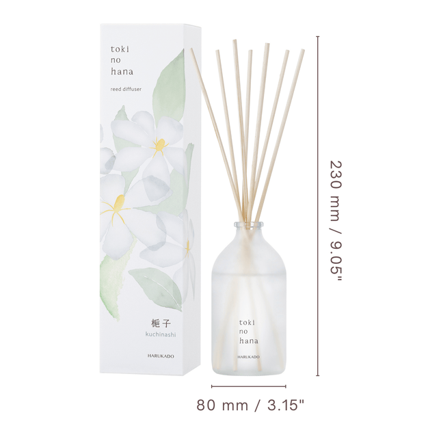Toki no Hana diffuser set with bottle and packaging on a white background