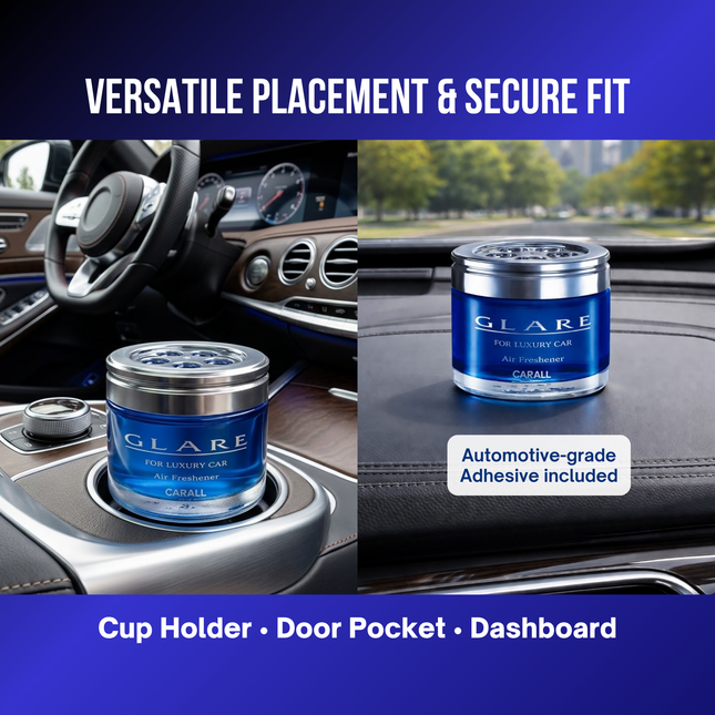 Versatile placement & secure fit, cup holder, door pocket, and dashboard.