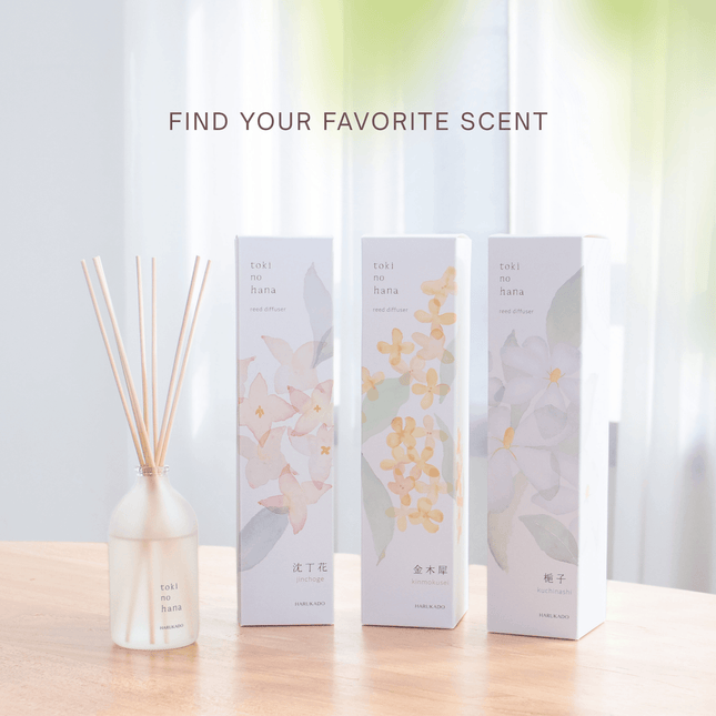 Diffuser with floral packaging on a light background