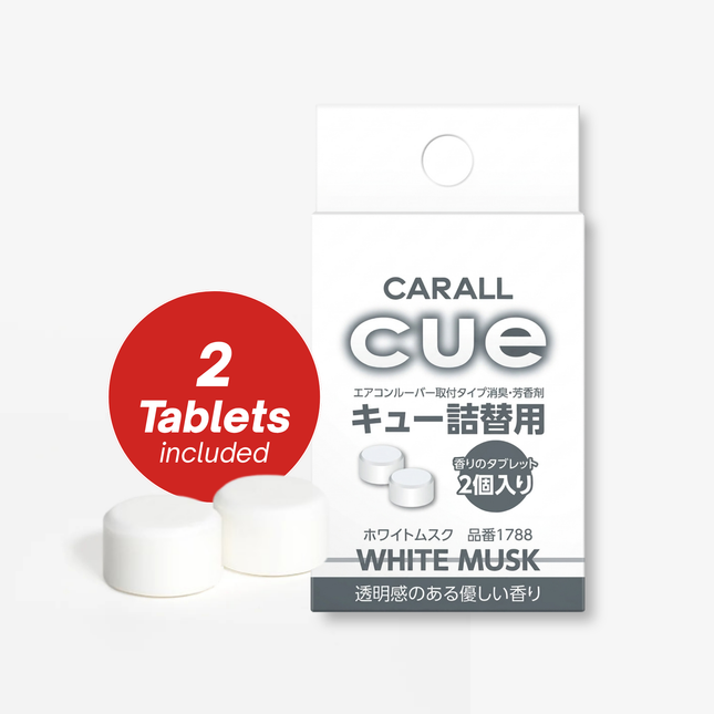 Carall CUE white musk replacement tablets packaging on a white background
