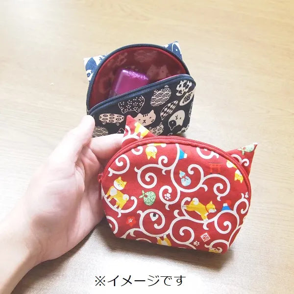 JP-36710 _Made In Japan_Nyankomon Pouch w/ Ears | ReaL Japan Trading