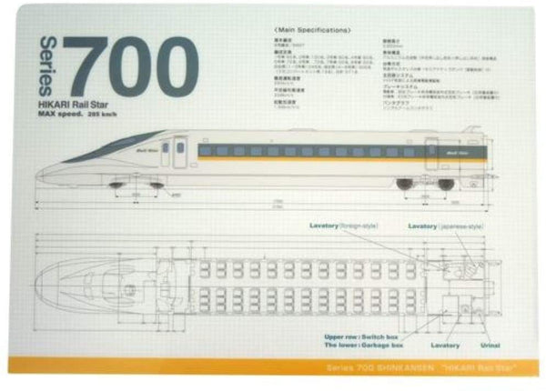 Japanese Shinkansen Hikari Rail Star Design A4 Plastic Folder