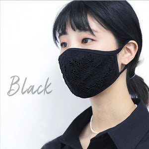 Lace Mask with Filter Pocket Washable Mask-Black Lace